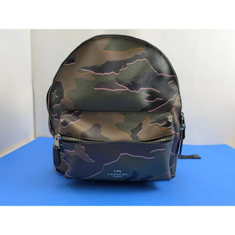 Coach Charlie Backpack F31452 Medium Wild Camo Print Camouflage Women Bag